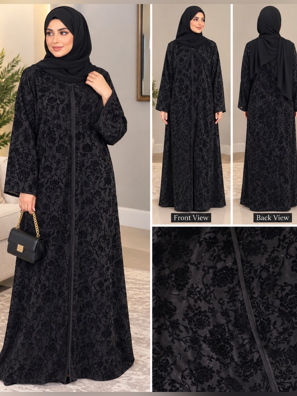 Abaya one piece. Velvet with chiffon light abaya